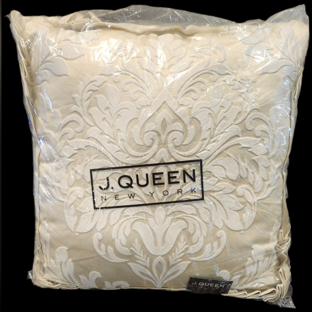 J Queen New York Decorative Ivory Throw Pillow 18" x 18" Luxury Bedding